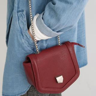 Faux-leather Chain-strap Cross Bag