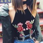 Halter Cropped Embroidered Camisole Top