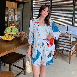 Set : Printed Blazer + Shorts