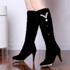 High-heel Rhinestone Tall Boots