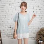 Tie Neck Short Sleeve Top