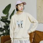 Cartoon Print Pullover Almond - One Size