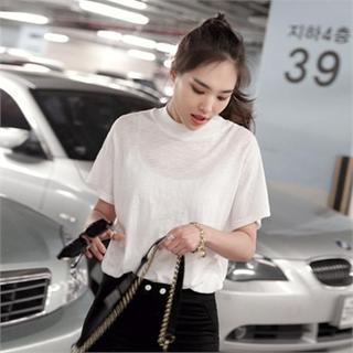 Mock-neck Short-sleeve T-shirt