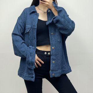 Textured Denim Shirt Jacket