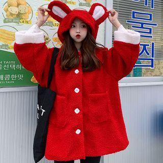 Rabbit Ear Fleece Button-up Coat