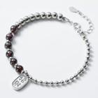 925 Sterling Silver Chinese Characters Bead Bracelet As Shown In Figure - One Size