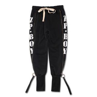 Lettering Zip-side Harem Pants