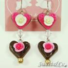 Sweet Lover Heart Rose Chocolate Earrings