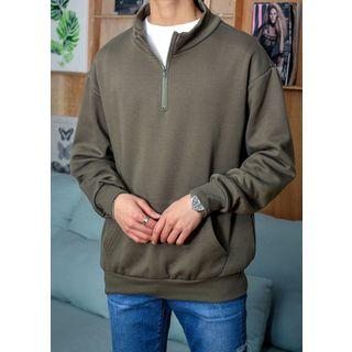 Zip-front High-neck Pullover In 10 Colors