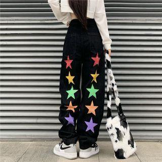 Star Print Wide-leg Pants