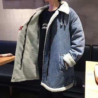 Fleece-lined Denim Coat As Shown In Figure - One Size