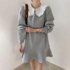 Lace Collared Sweatshirt Dress