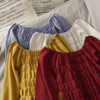 Boatneck Smocked Crop Top In 7 Colors