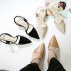 Pointy-toe Square-heel Strap Sandals