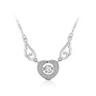 925 Sterling Silver Fashion Romantic Wings Heart Shaped Cubic Zircon Necklace Silver - One Size