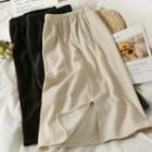 Slit-back Elastic-waist Midi Skirt