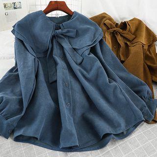 Bow Accent Layered Collar Blouse