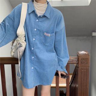 Applique Long-sleeve Corduroy Shirt