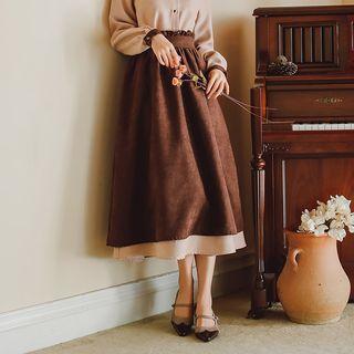 Tie Waist Midi A-line Skirt