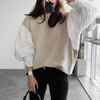 Puff-sleeve Panel Sweatshirt