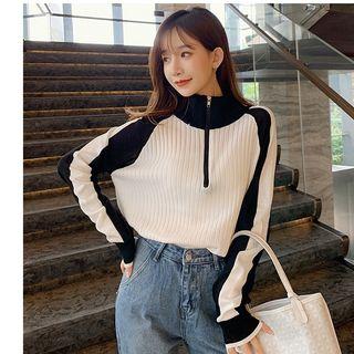 Zip Raglan Sweater / Straight Fit Jeans