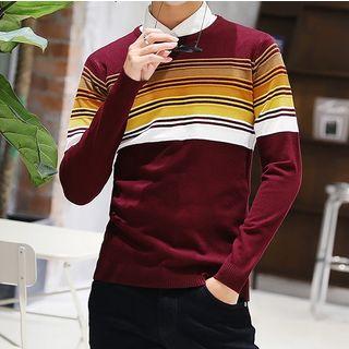 Long-sleeve Color Matching Sweater