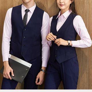 Couple Matching Single Breasted Vest / Shirt / Dress Pants / Pencil Skirt / Set