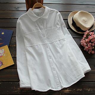 Eyelet-lace Panel Blouse
