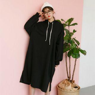 Long-sleeve Hooded Midi T-shirt Dress