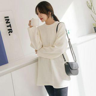 Plus Size Slit-side Long Knit Top