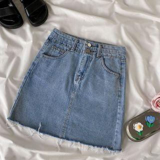 Denim Semi A-line Skirt