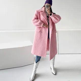 Double Breasted Boucle Long Coat