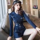 Striped Double-breasted Blazer Playsuit