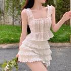 Lace Camisole Top / Mini Tiered Skirt