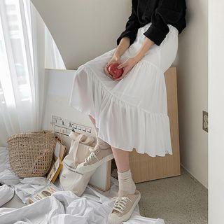 Sheer Long Tiered Skirt
