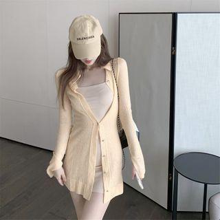 Collared Cardigan / Spaghetti Strap Dress