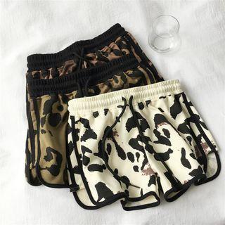 Drawstring Cow Print Shorts