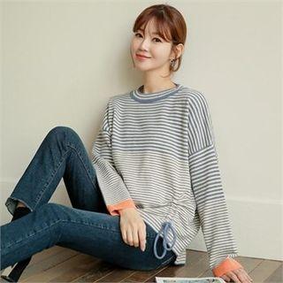 Tie-side Striped Knit Top