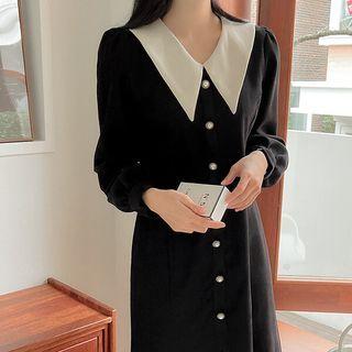 Plus Size Contrast-collar Long Mermaid Dress