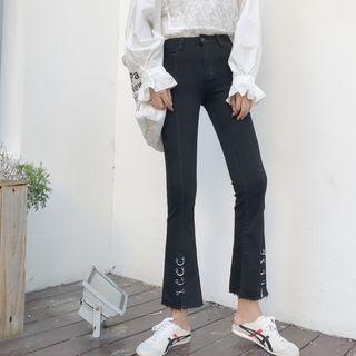 Ring Detail Boot Cut Jeans