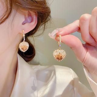 Heart Faux Crystal Dangle Earring 1 Pair - Silver - Gold - One Size