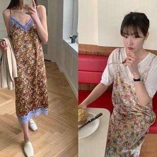 Ditsy Flower Long Spaghetti Strap Dress