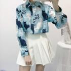 Cats Printed Long-sleeve Shirt As Shown In Figure - One Size