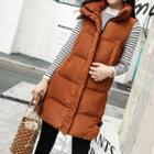 Stand Collar Long Padded Vest