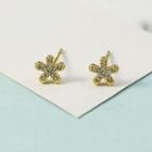 Floral Ear Stud 1 Pair - Gold - One Size