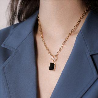 Alloy Rectangle Pendant Necklace