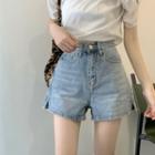 Short-sleeve Drawstring T-shirt / Washed Denim Shorts