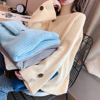 Buttoned Cuff Turtleneck Sweater