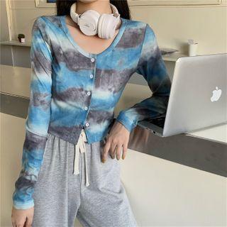 Long-sleeve Tie-dye T-shirt As Figure - One Size