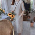 Zip-detail Dual-pocket Linen Blend Dress